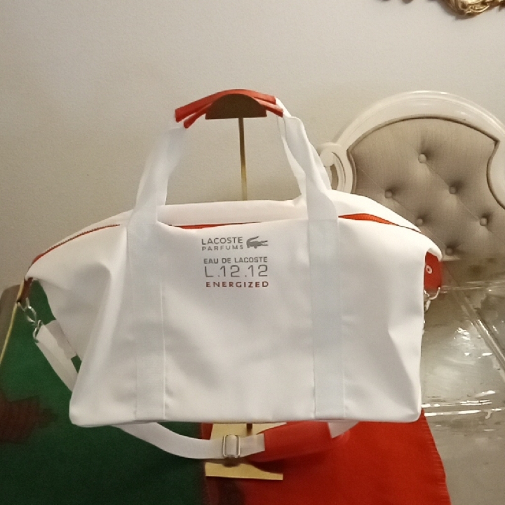 Lacoste White and Red Sports Bag NWOT